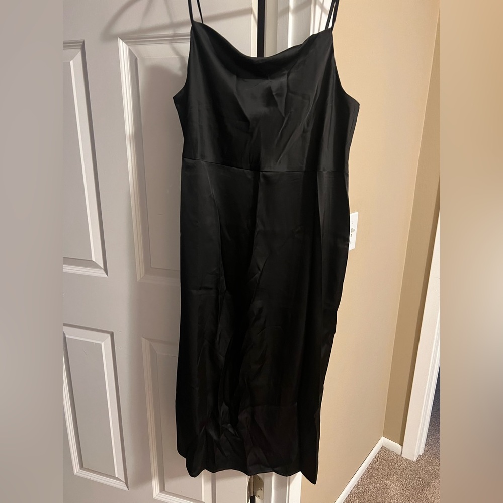 NWT Size XL Black Satin Midi Dress